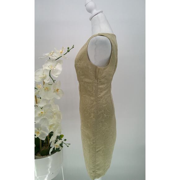 Ronni Nicole Gold Rose Metallic Print Sleeveless Knee Length Sheath Dress Sz 12 - Picture 3 of 9